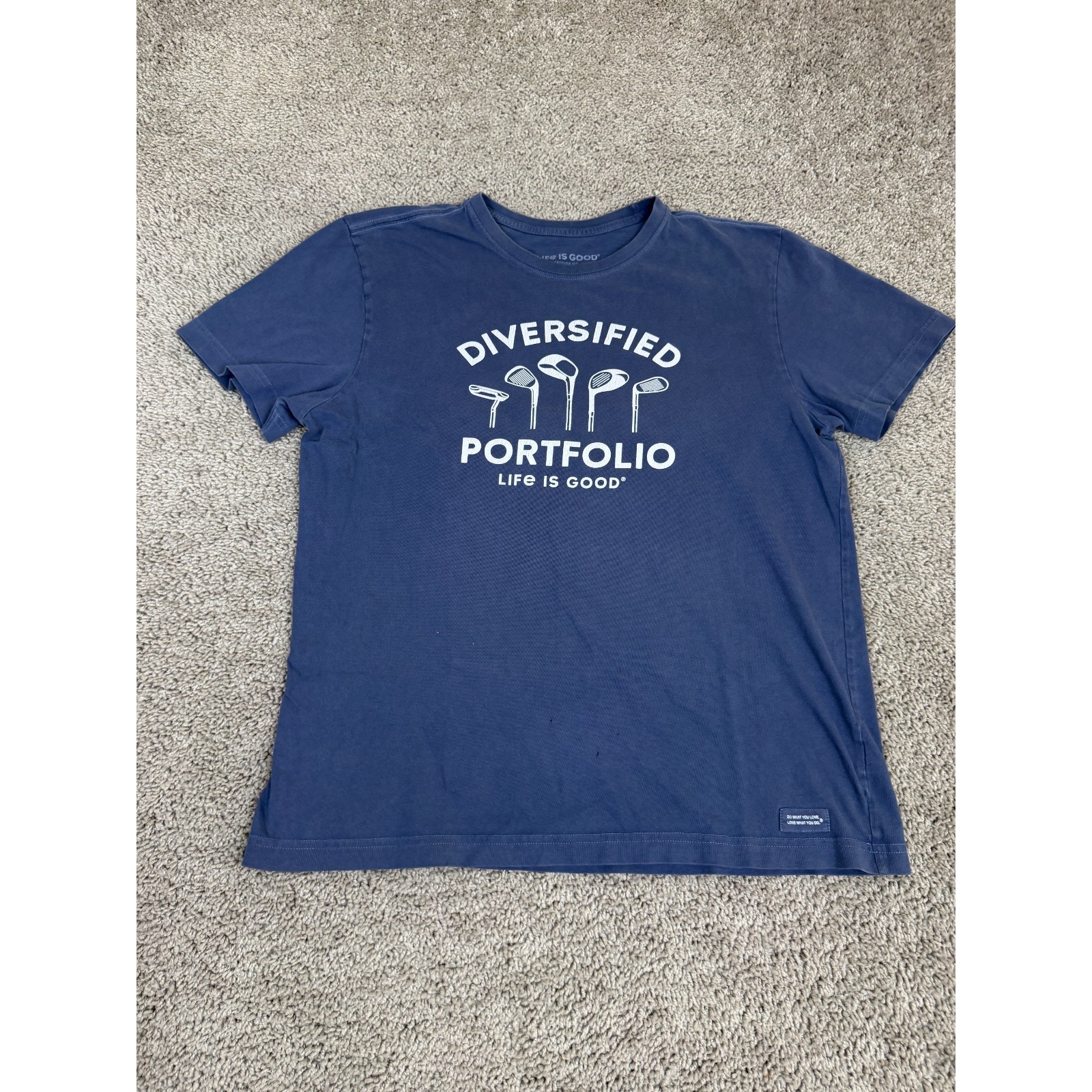 Life Is Good Shirt Mens Medium Blue Golf Diversified Portfolio Short Sleeve